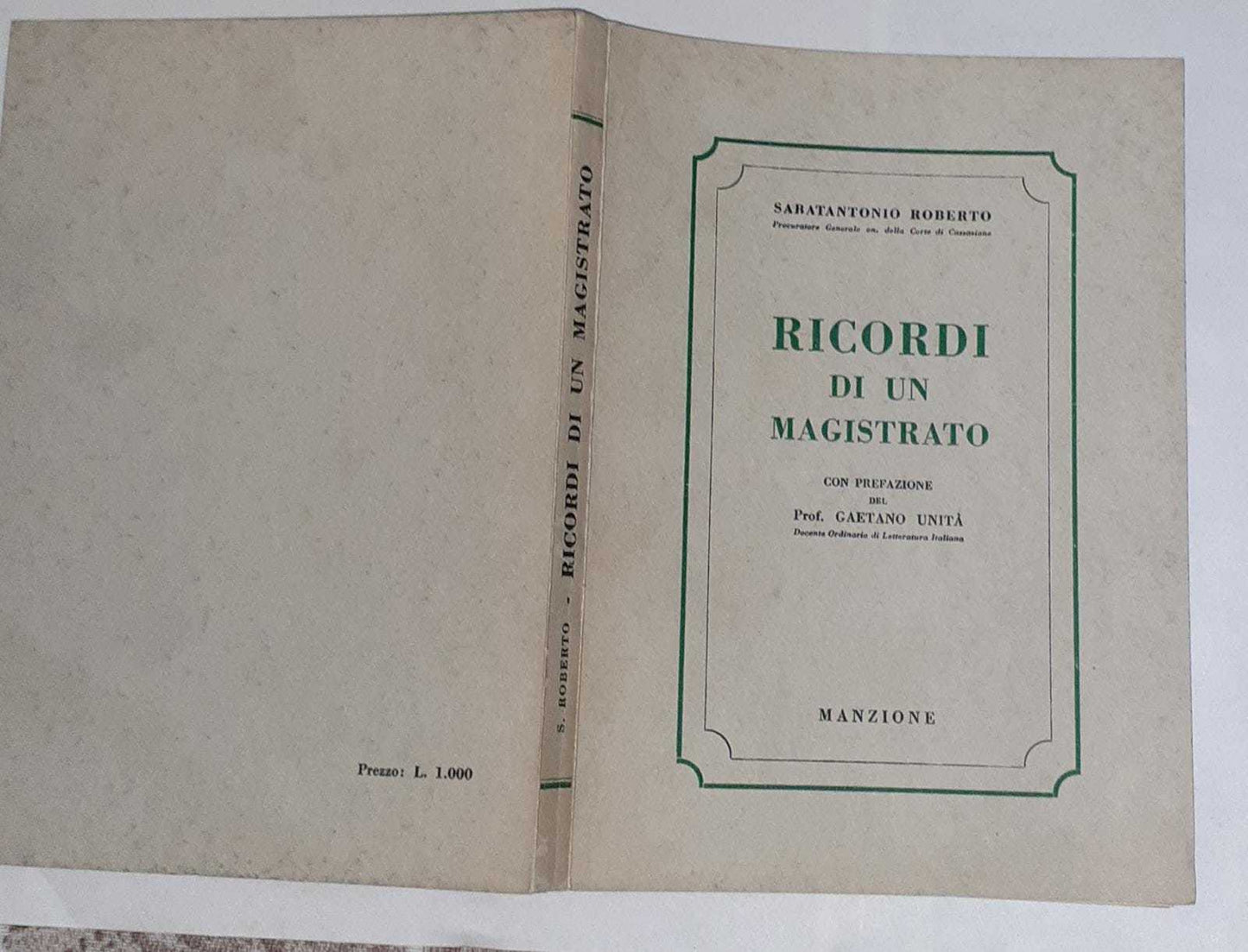 Ricordi di un magistrato - copertina