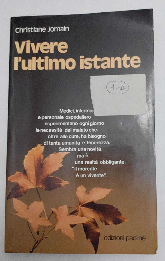 Vivere l'ultimo istante : morire nella tenerezza - copertina