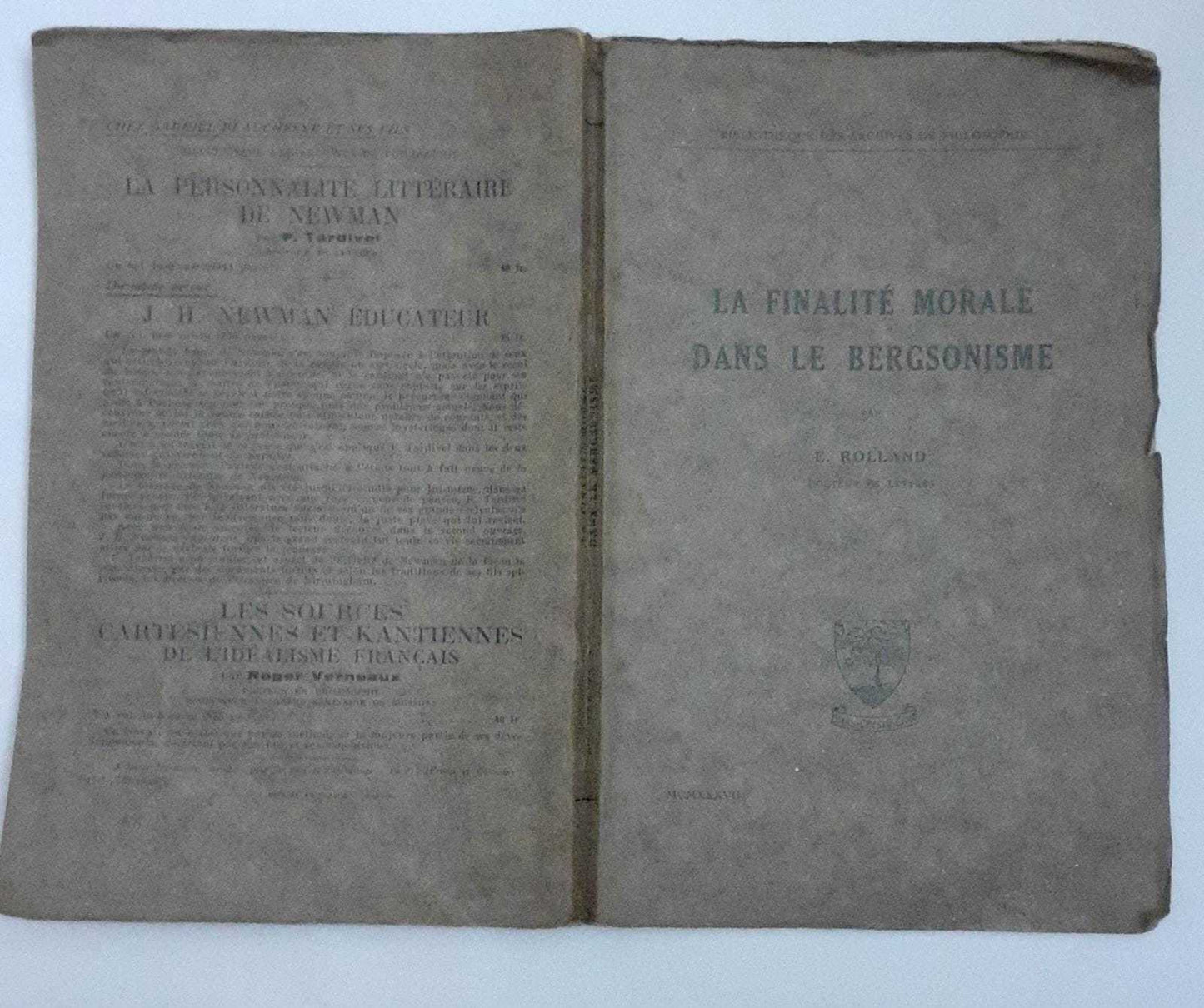 La finalite morale dans le bergsonisme - copertina