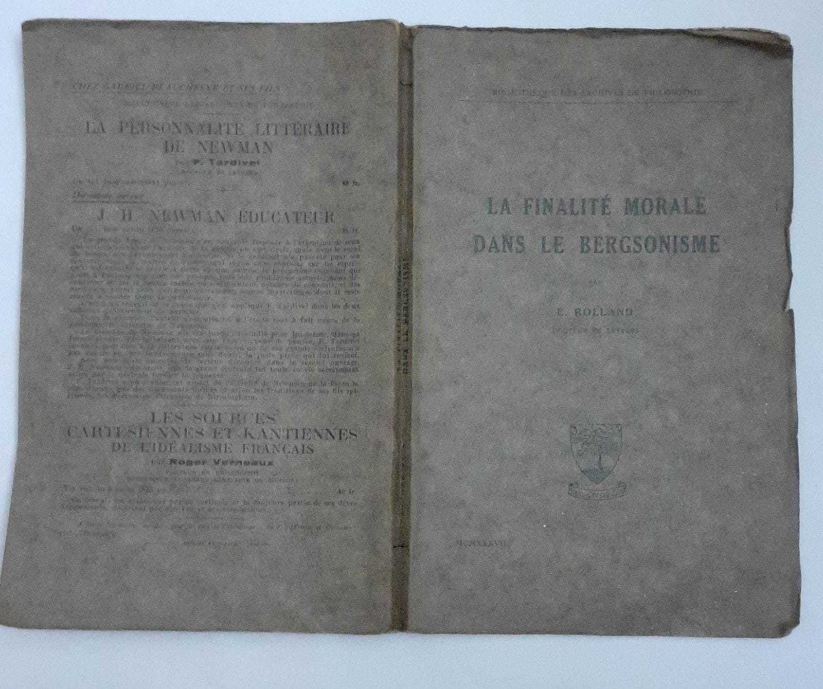 La finalite morale dans le bergsonisme - copertina