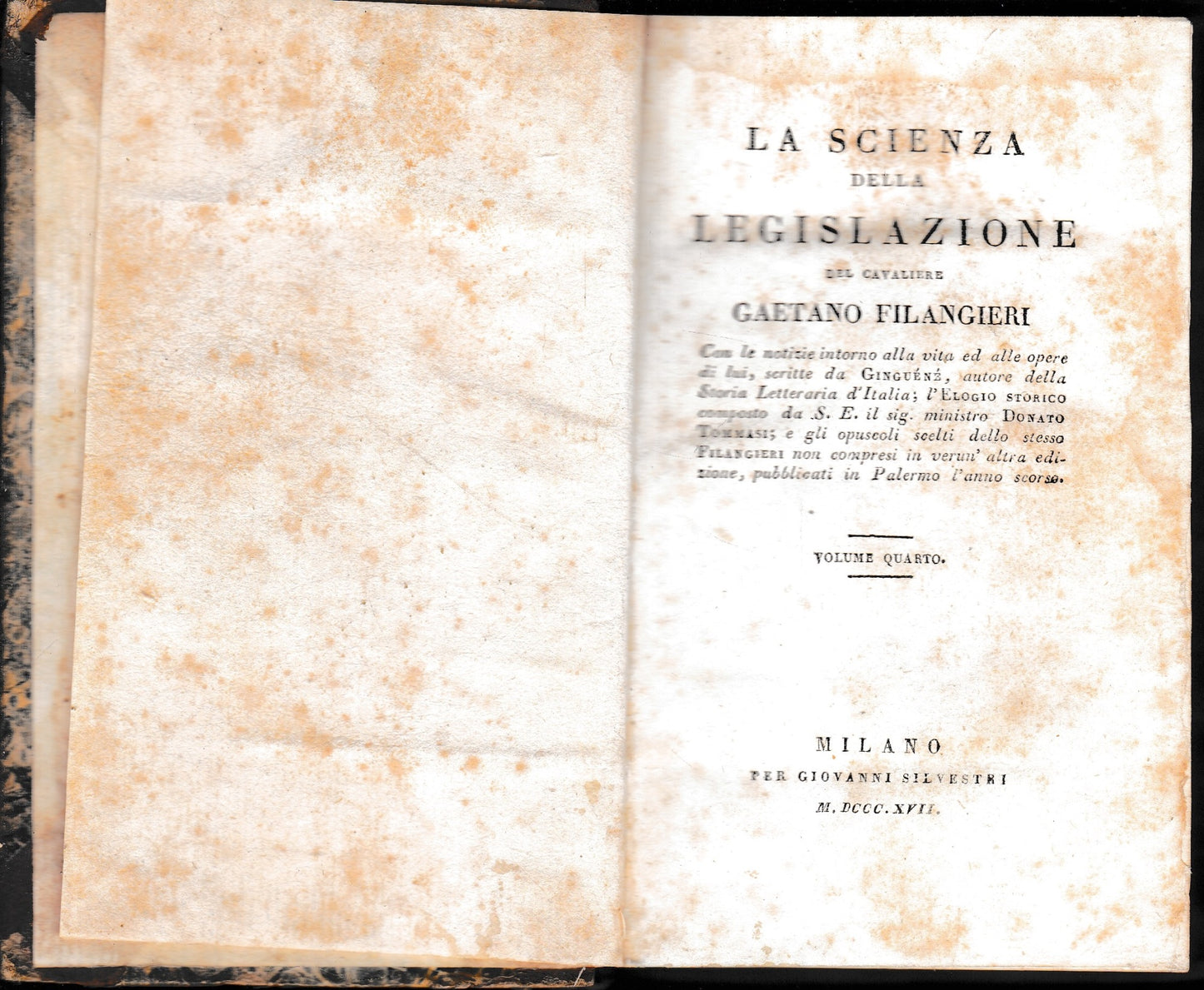 La scienza della legislazione, volume quarto - copertina