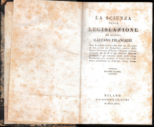 La scienza della legislazione, volume quarto - copertina