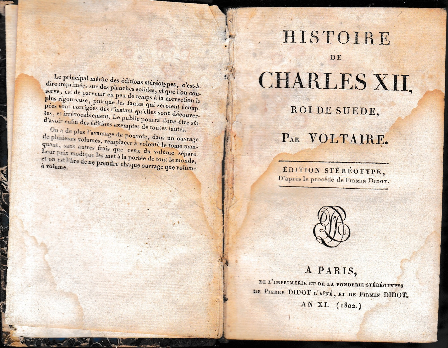 Histoire de Charles XII Roi de Suede par Voltaire, édition stéréotype - copertina