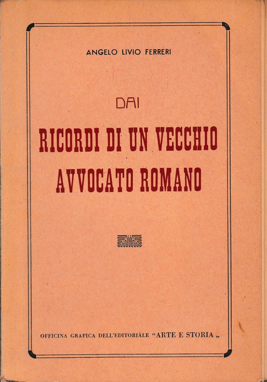 Dai ricordi di un vecchio avvocato romano - copertina