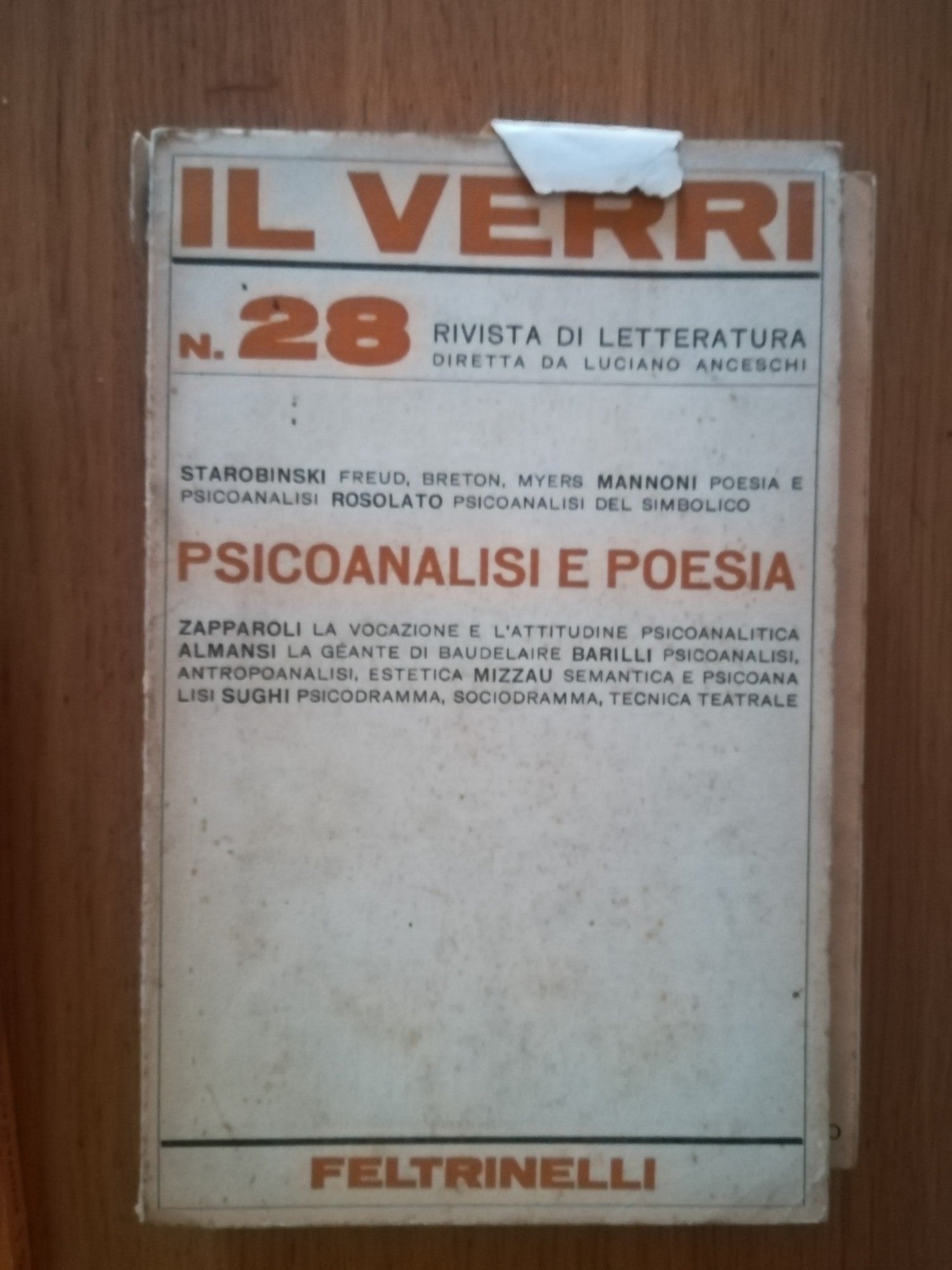 IL VERRI N.28  psicoanalisi e poesia - copertina