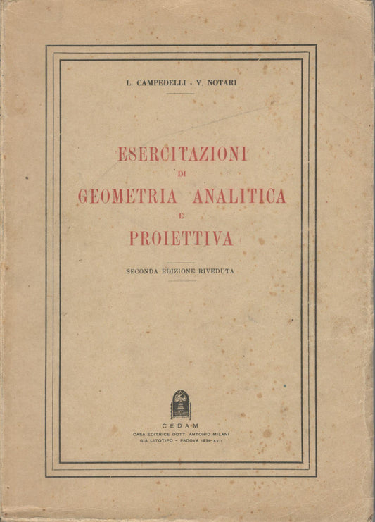 Esercitazioni di geometria analitica e proiettiva - copertina