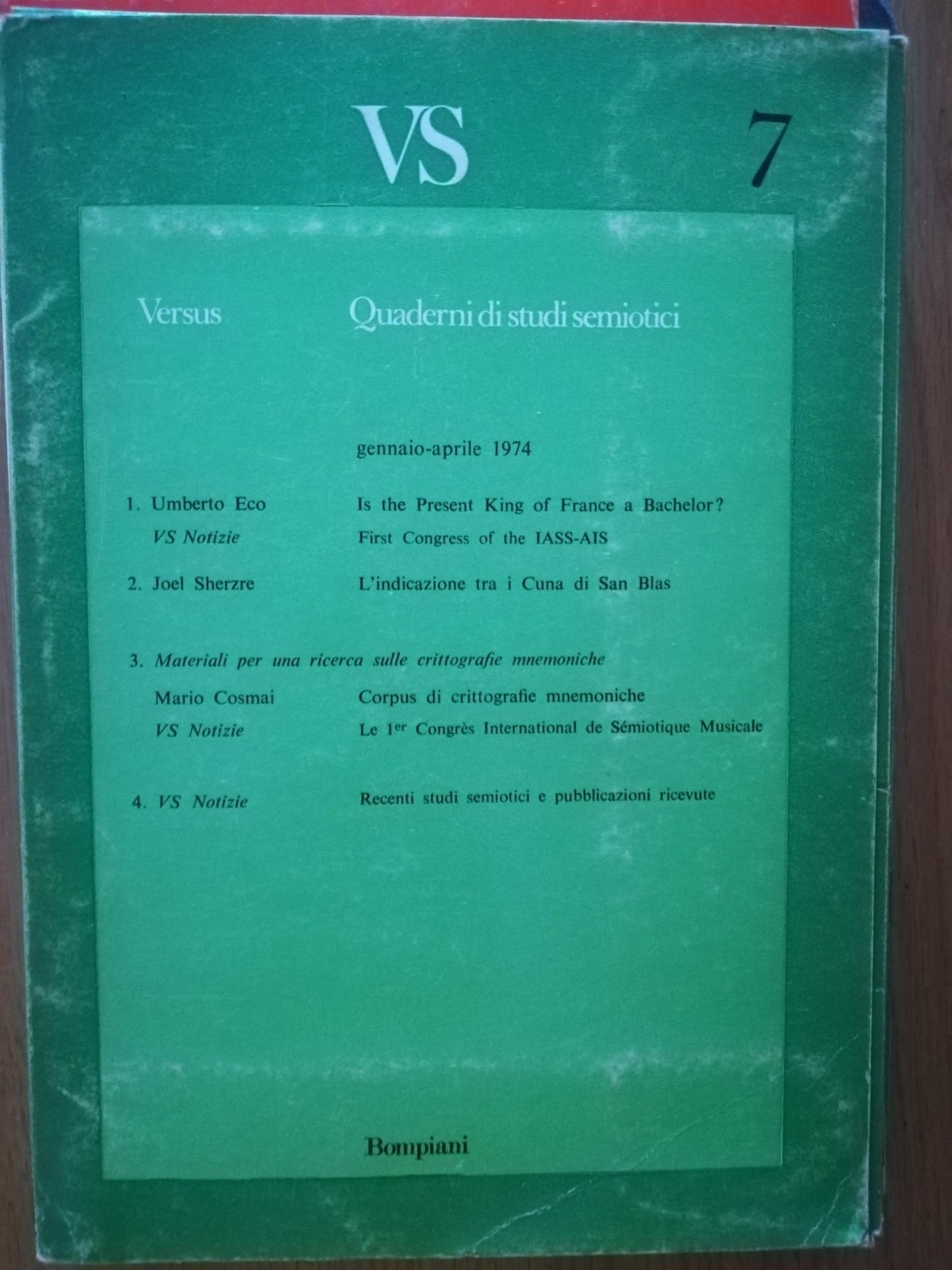 VS quaderni di studi semiotici 7 - copertina