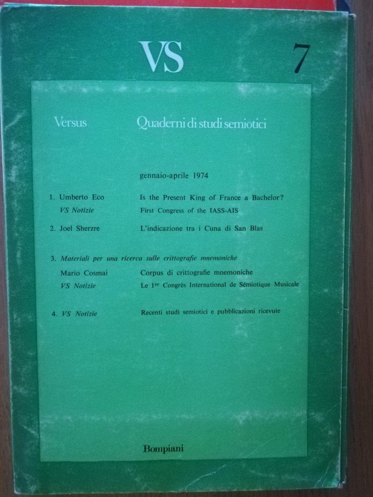 VS quaderni di studi semiotici 7 - copertina