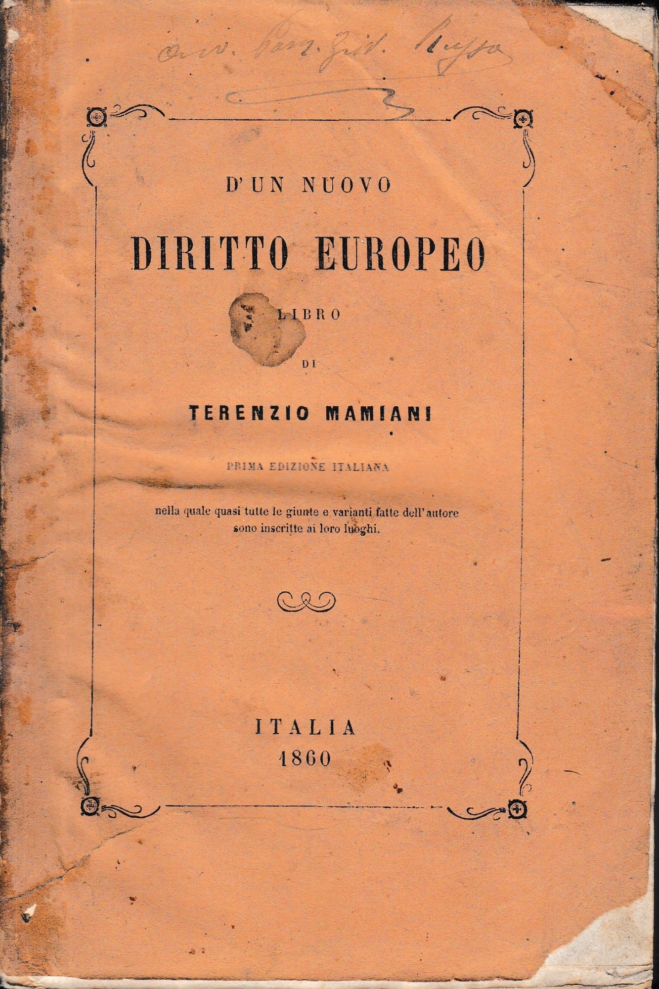 D'un nuovo Diritto Europeo - copertina