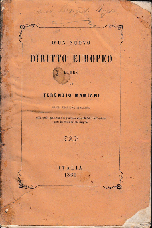 D'un nuovo Diritto Europeo - copertina