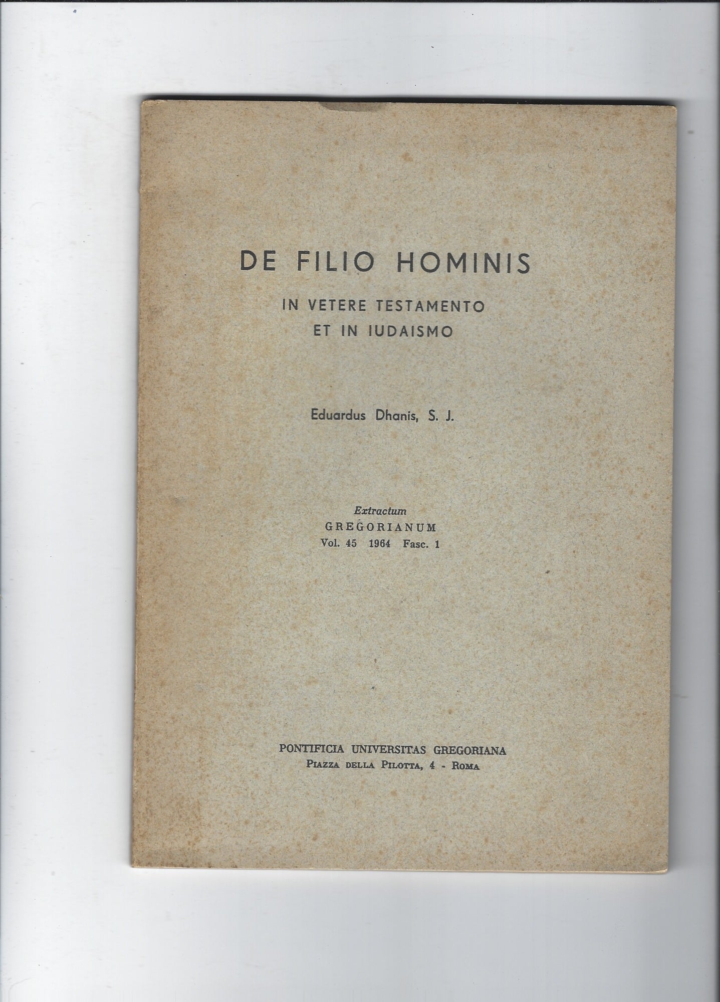 De filio hominis - copertina