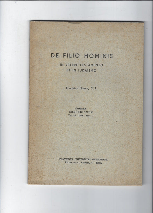 De filio hominis - copertina