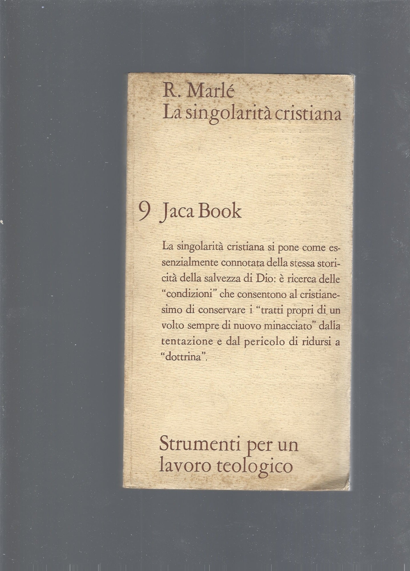 La singolarità cristiana - copertina