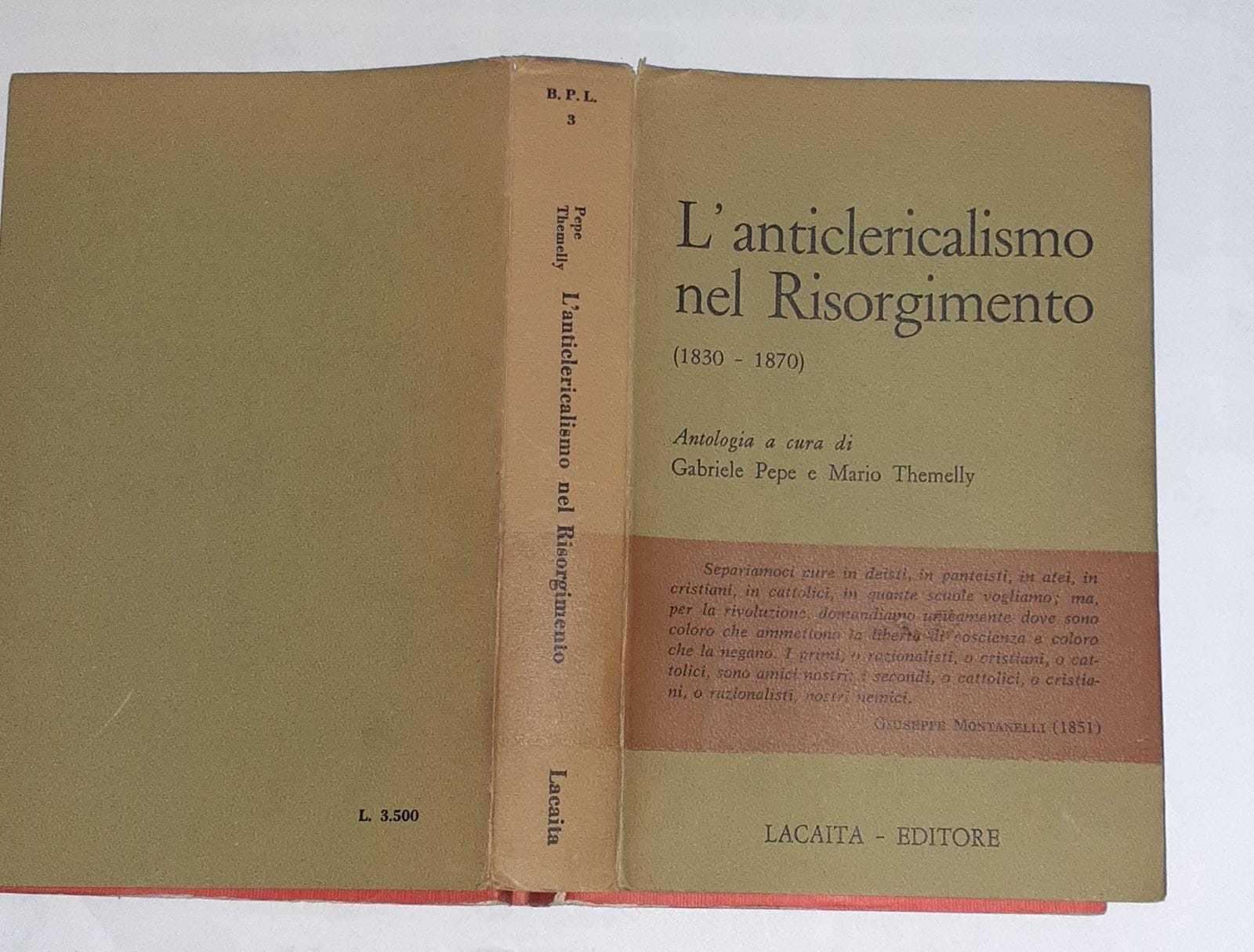 L'anticlericalismo nel Risorgimento - copertina