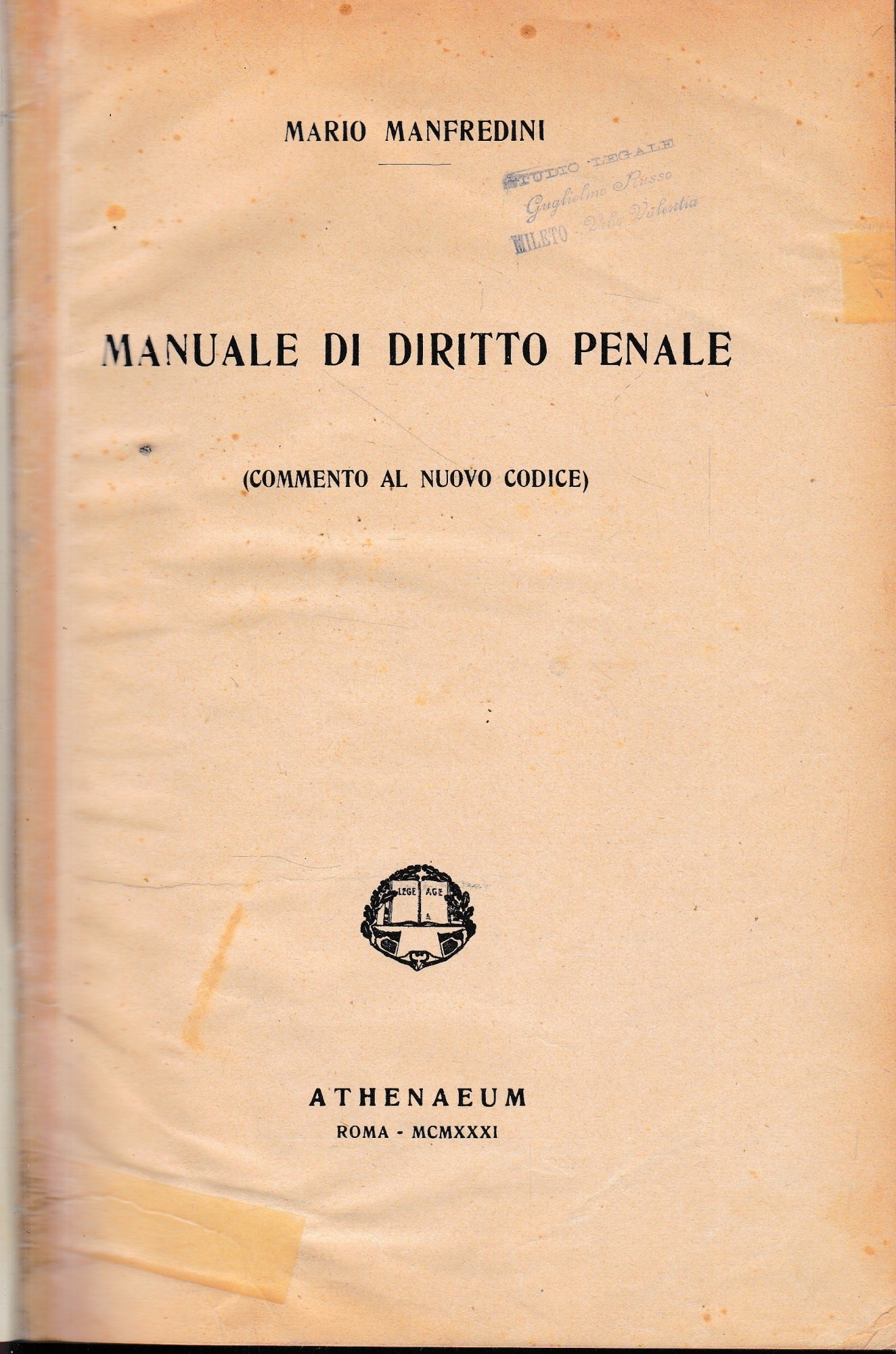 Manuale di diritto penale (commento al nuovo codice) - copertina