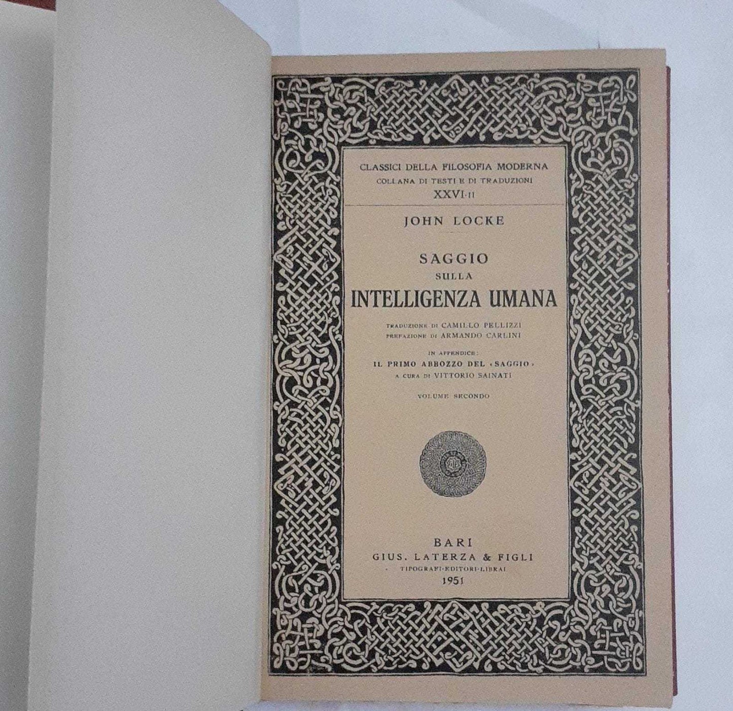 Saggio sulla intelligenza umana. Volume secondo - copertina