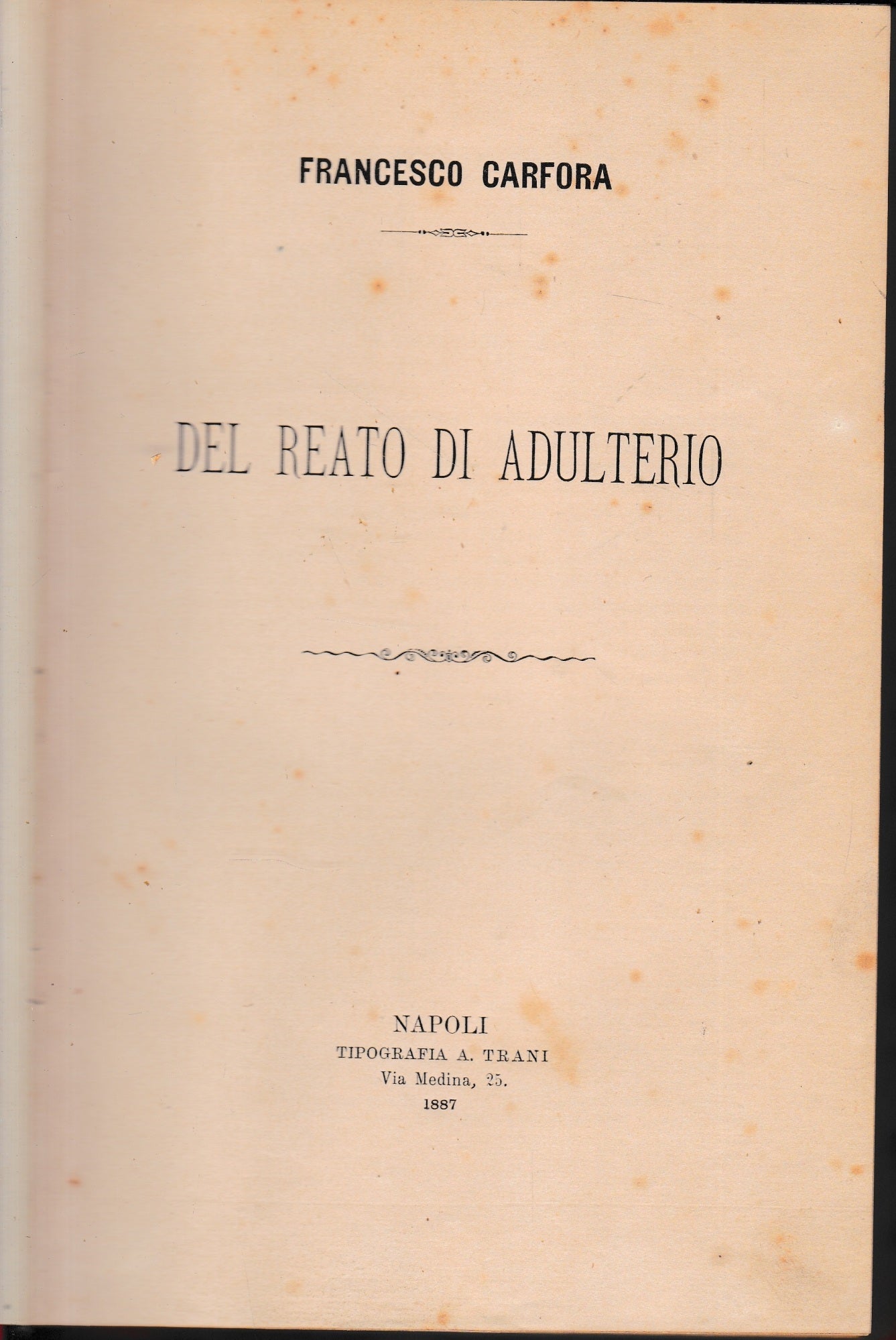Del reato di adulterio - copertina
