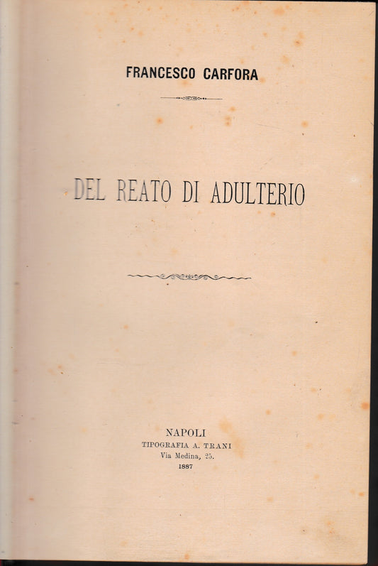 Del reato di adulterio - copertina