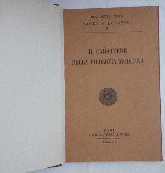 Il carattere della filosofia moderna - copertina