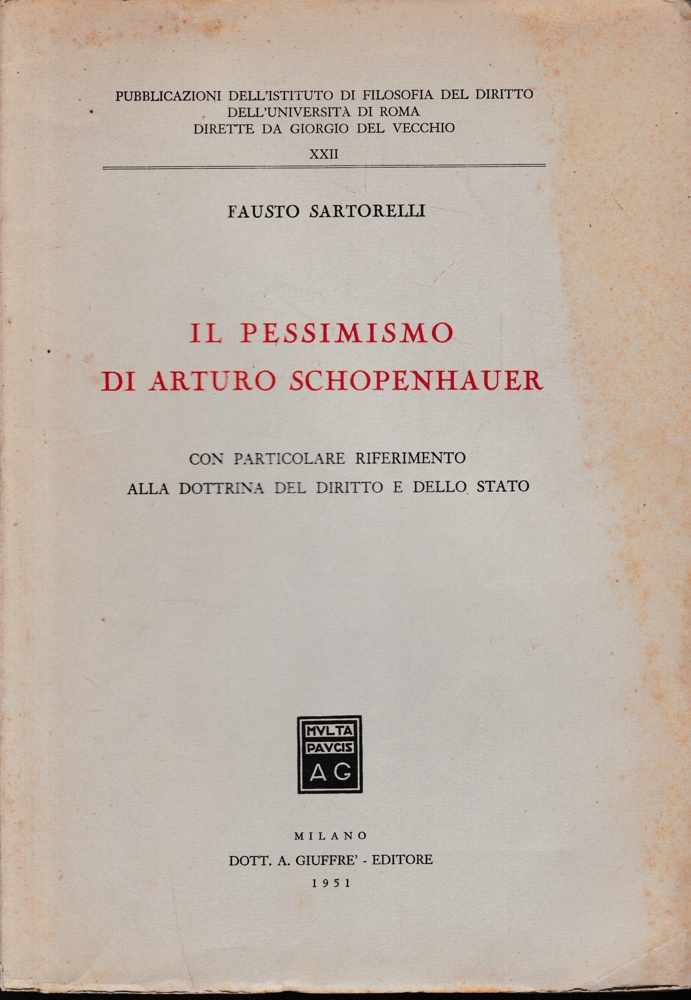 Il pessimismo di Arturo Schopenhauer - copertina