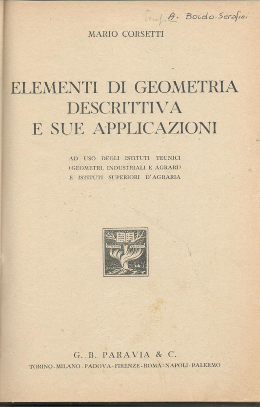 Elementi di geometria descrittiva e sue applicazioni - copertina