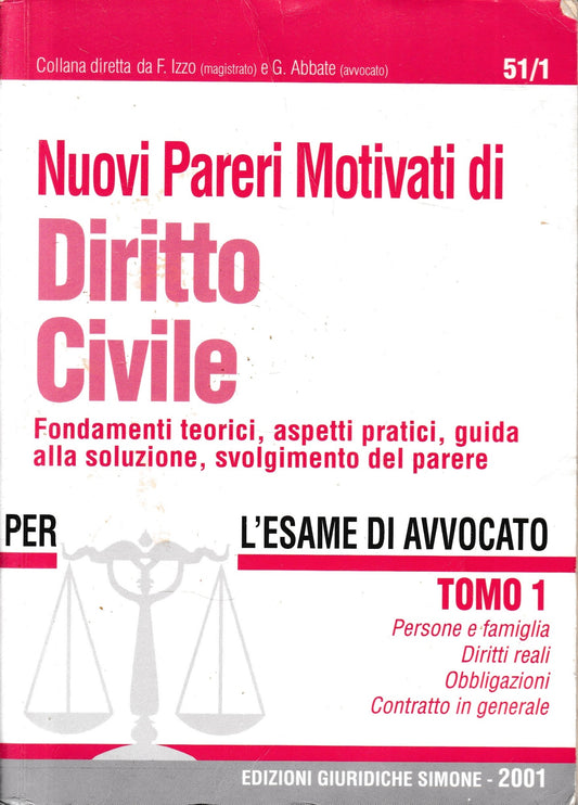 Nuovi Pareri Motivati di Diritto Civile. Tomo 1. - copertina