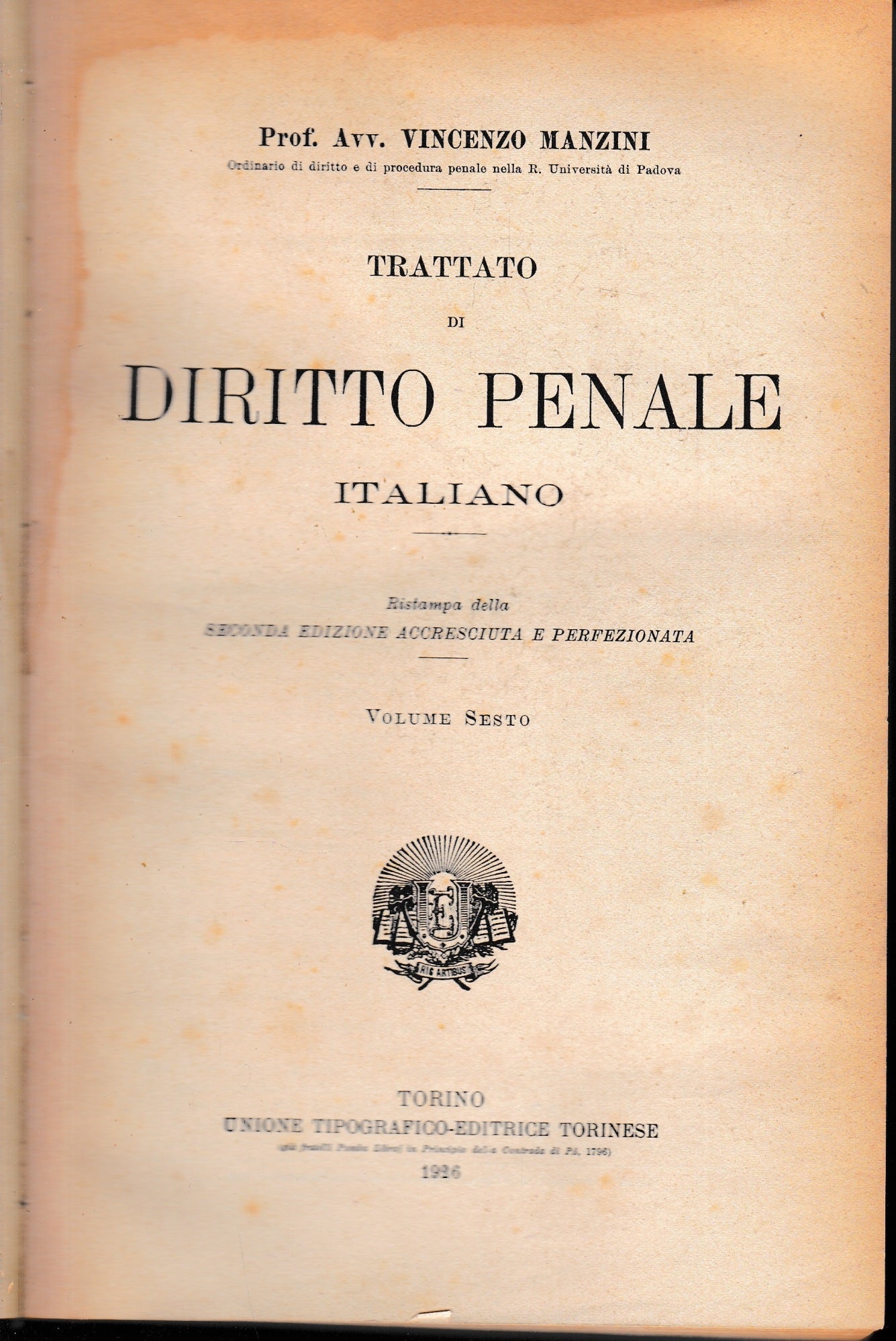 Trattato di Diritto Penale Italiano, vol. 6 - copertina