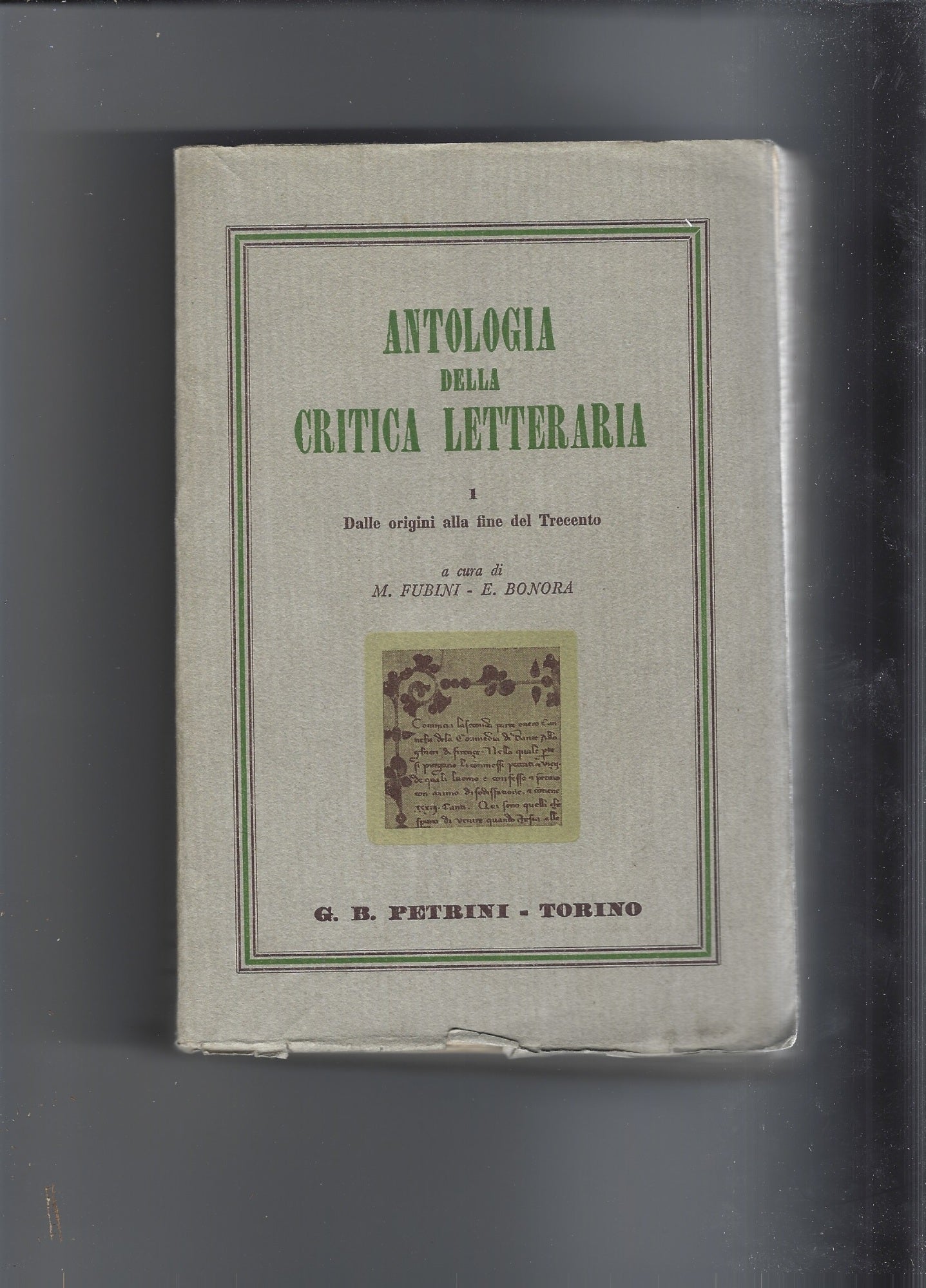 Antologia della critica letteraria vol 1 - copertina