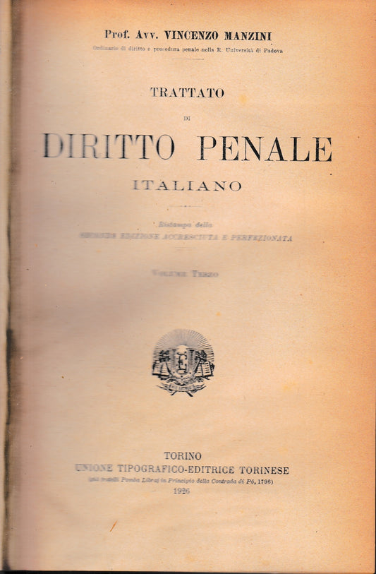 Trattato di Diritto Penale Italiano, vol. 3 - copertina