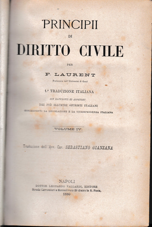 Principii di Diritto Civile, vol. 4. - copertina