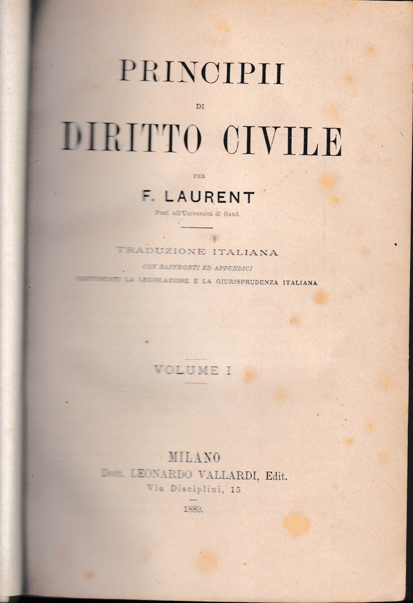 Principii di Diritto Civile, vol. 1 - copertina