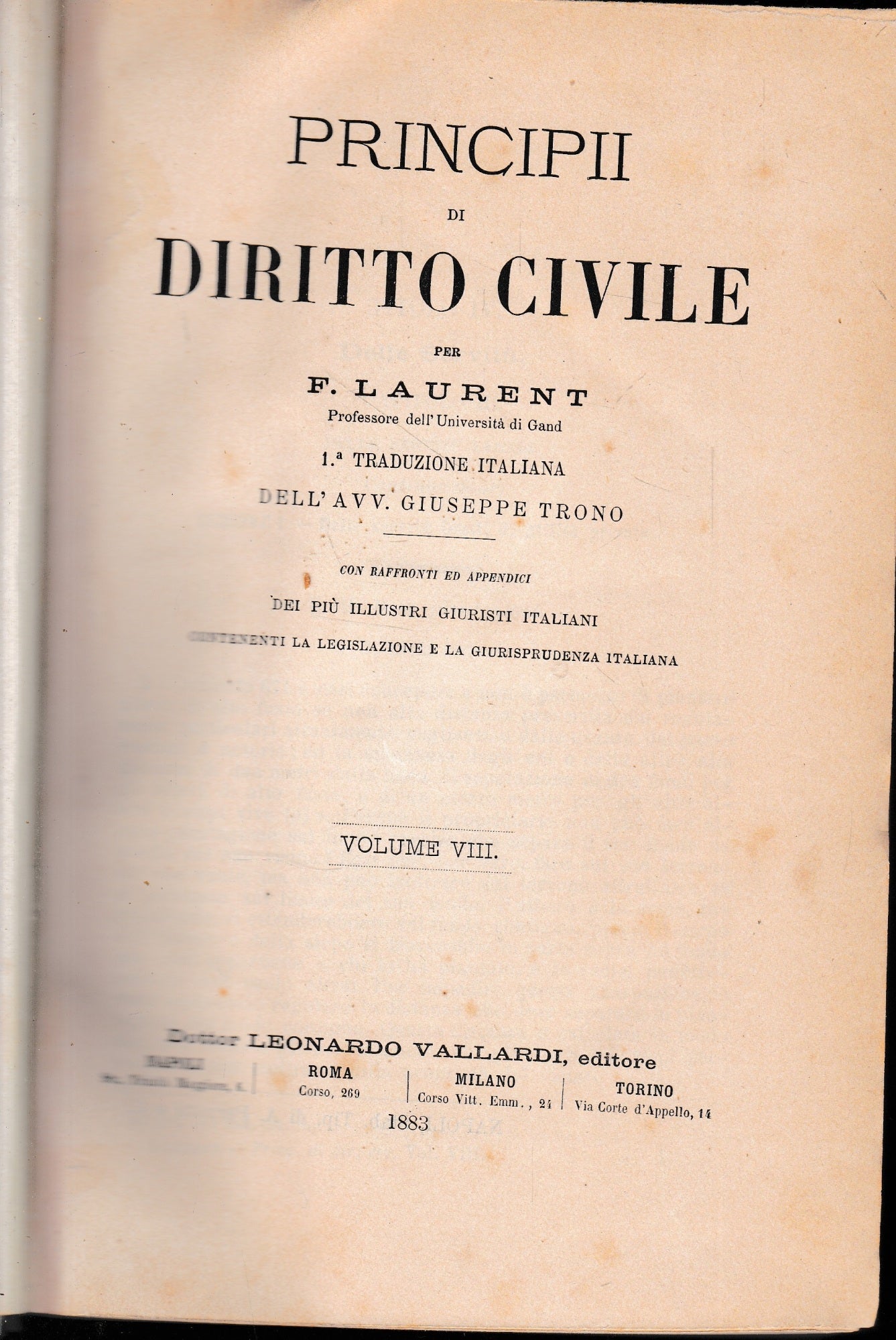 Principii di Diritto Civile, vol. 8 - copertina