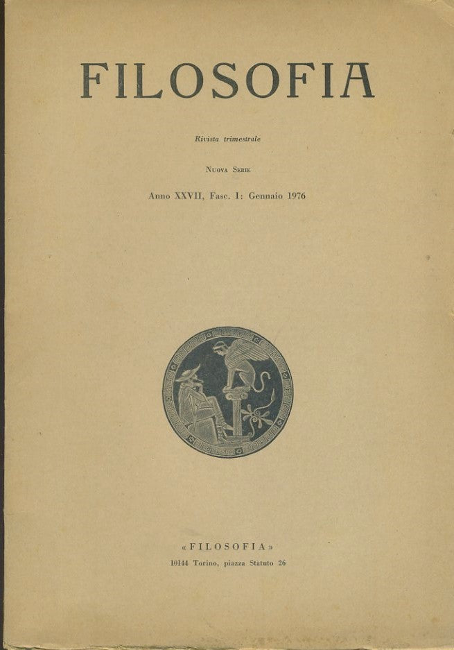 Filosofia. Rivista trimestrale. Anno XXVII. Fasc.I. Gennaio 1976 - copertina