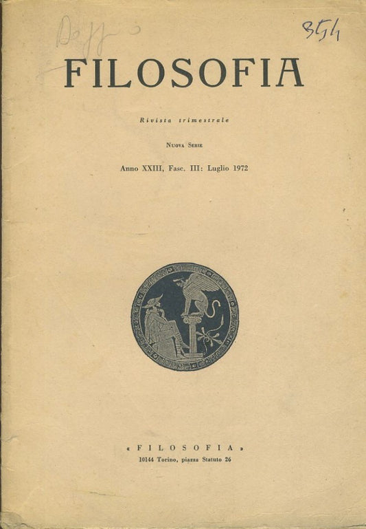 Filosofia. Rivista trimestrale. Anno XXIII. Fasc. III. Luglio 1972 - copertina