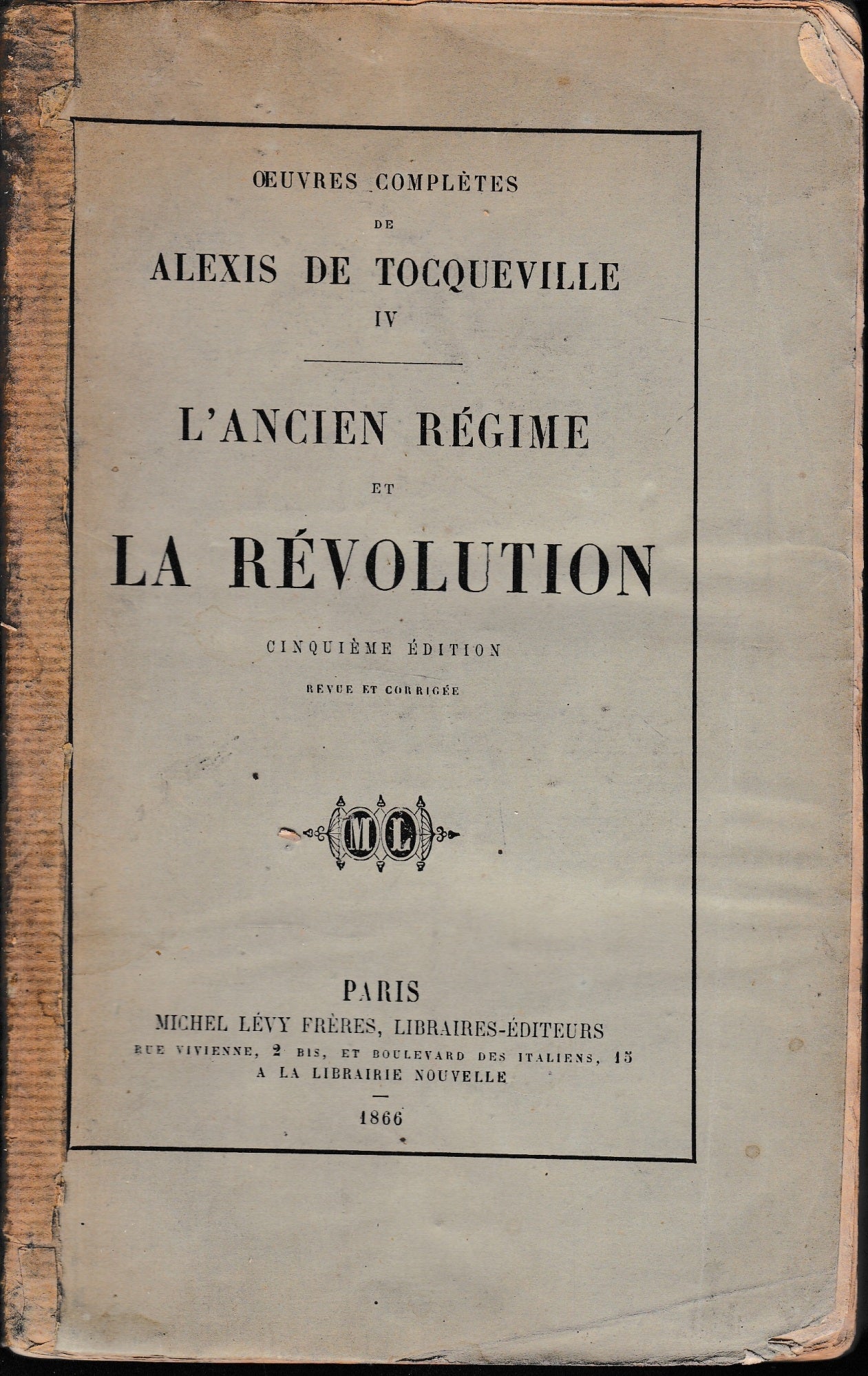 L'ancien Régime et la Révolution - copertina