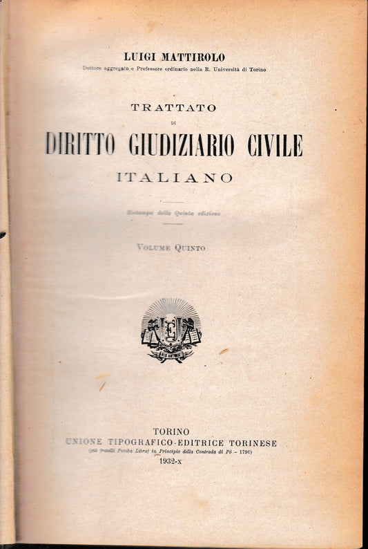 Trattato di Diritto Giudiziario Civile Italiano, vol. 5° - copertina