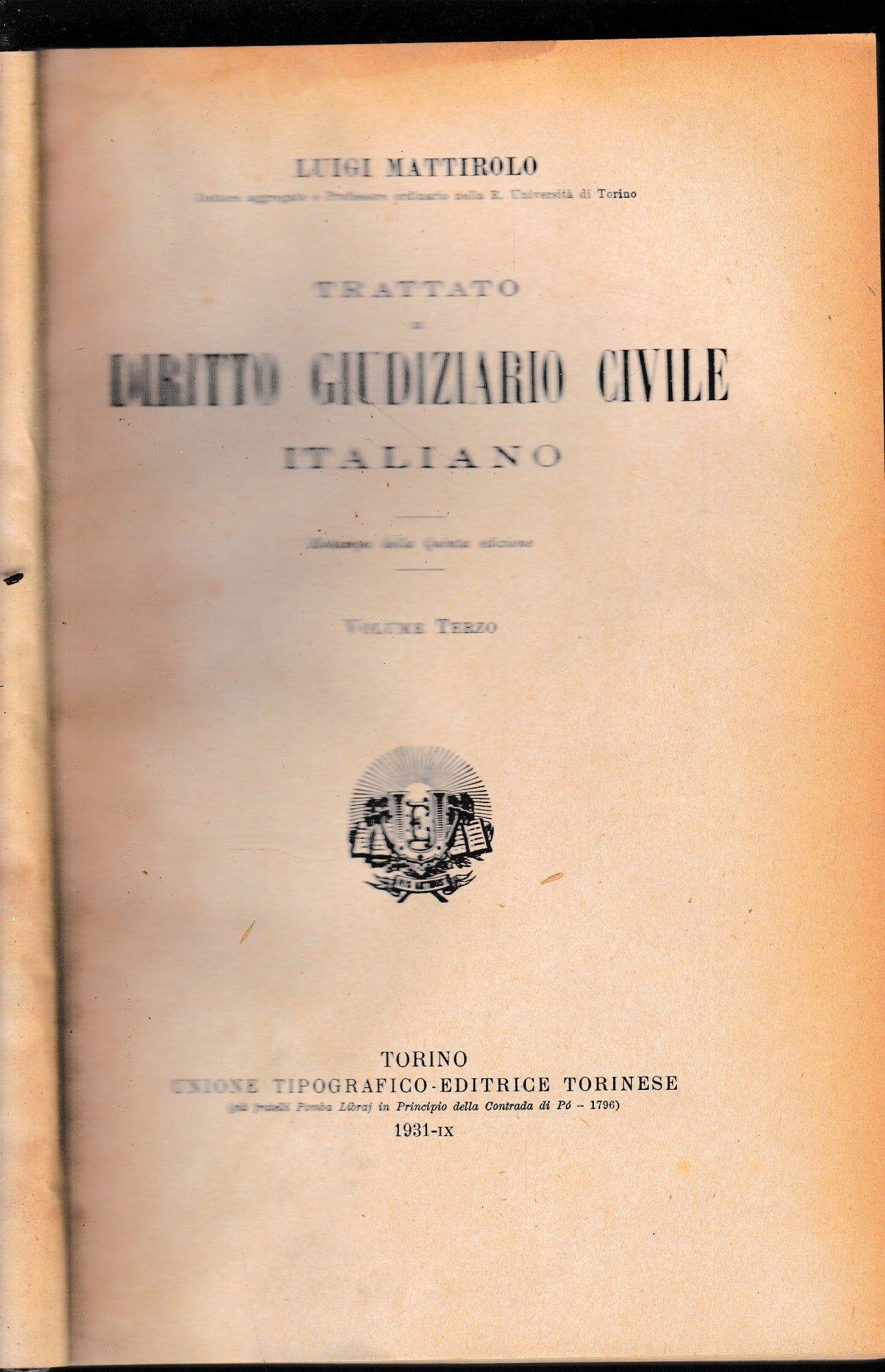 Trattato di Diritto Giudiziario Civile Italiano, vol. 3° - copertina