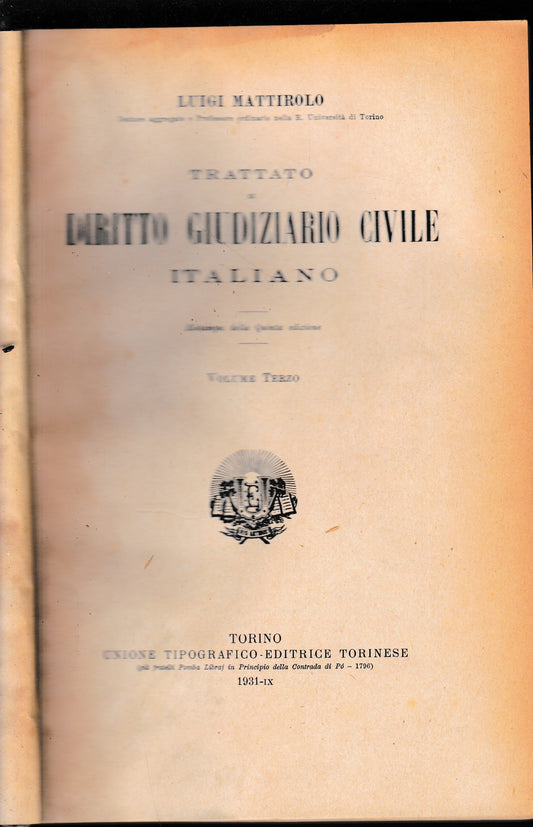 Trattato di Diritto Giudiziario Civile Italiano, vol. 3° - copertina