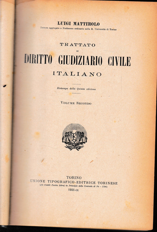 Trattato di Diritto Giudiziario Civile Italiano, vol. 2° - copertina