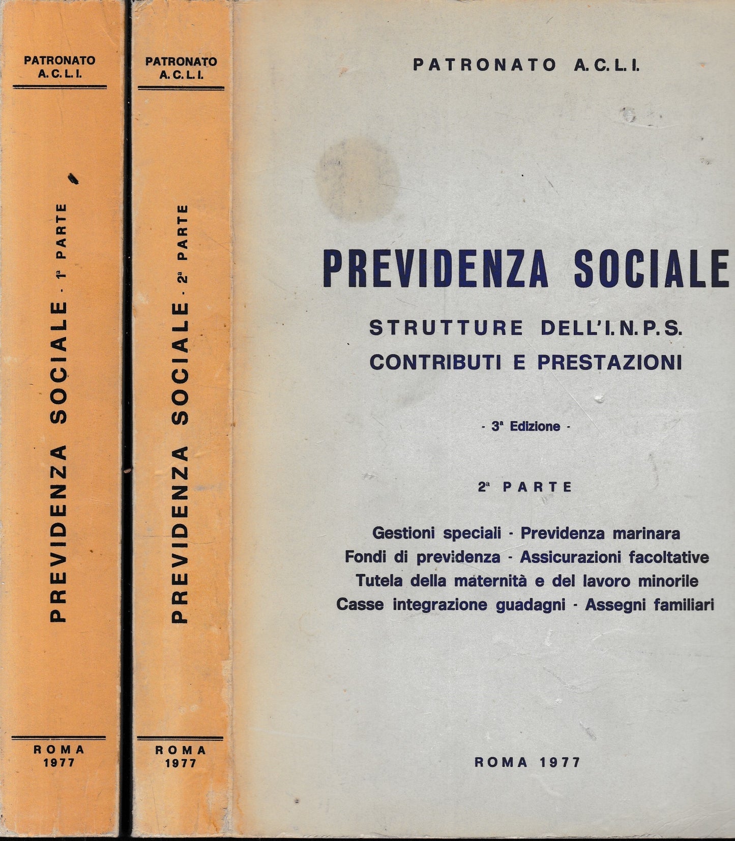 Previdenza Sociale. Strutture dell'I.N.P.S. contributi e prestazioni due volumi. - copertina