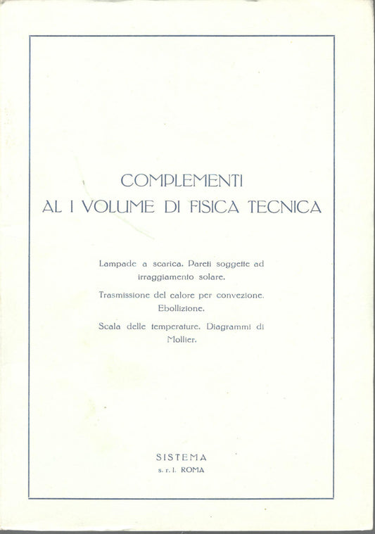 Complementi al I volume di fisica tecnica - copertina