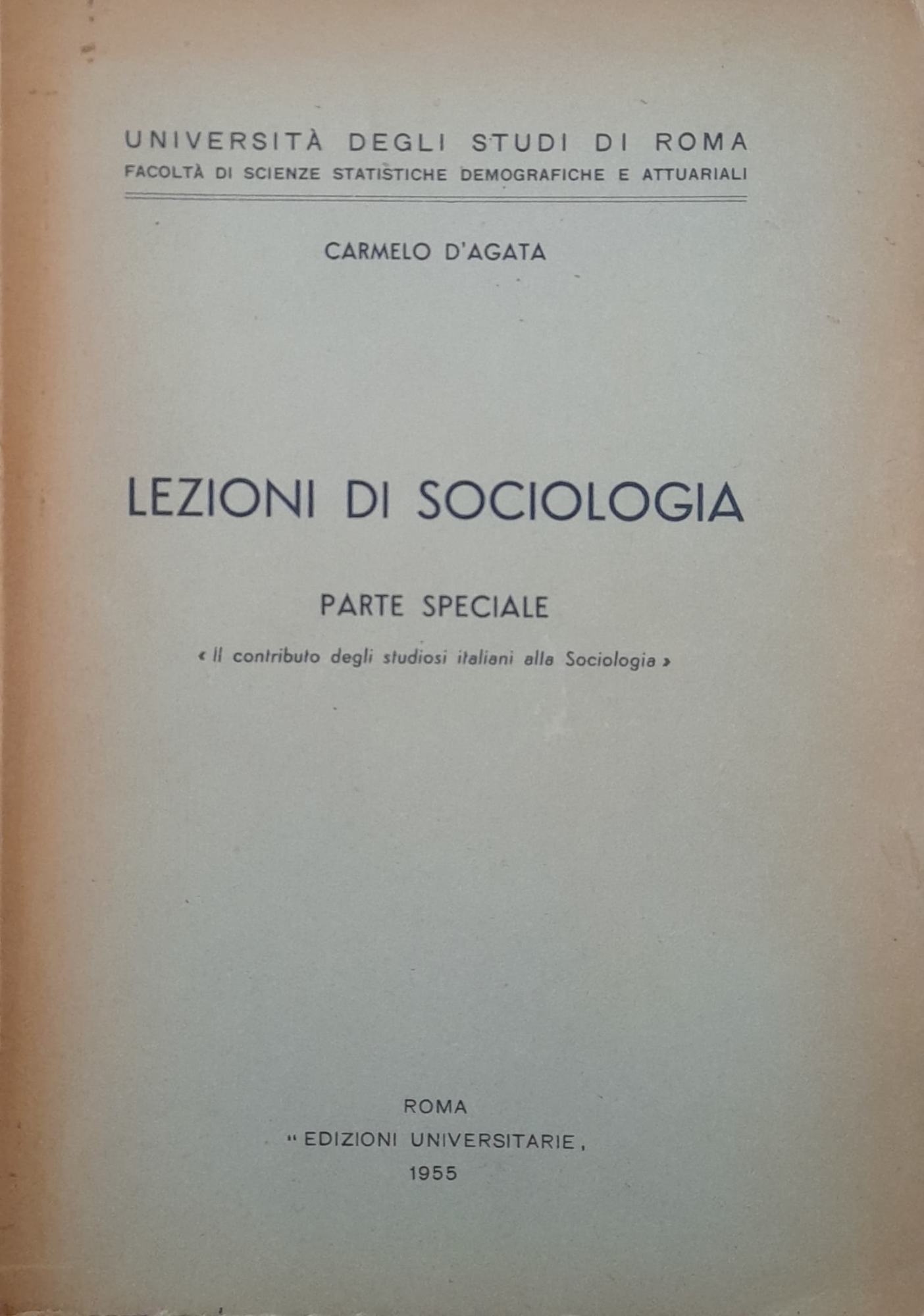 Lezioni di sociologia (parte speciale) - copertina