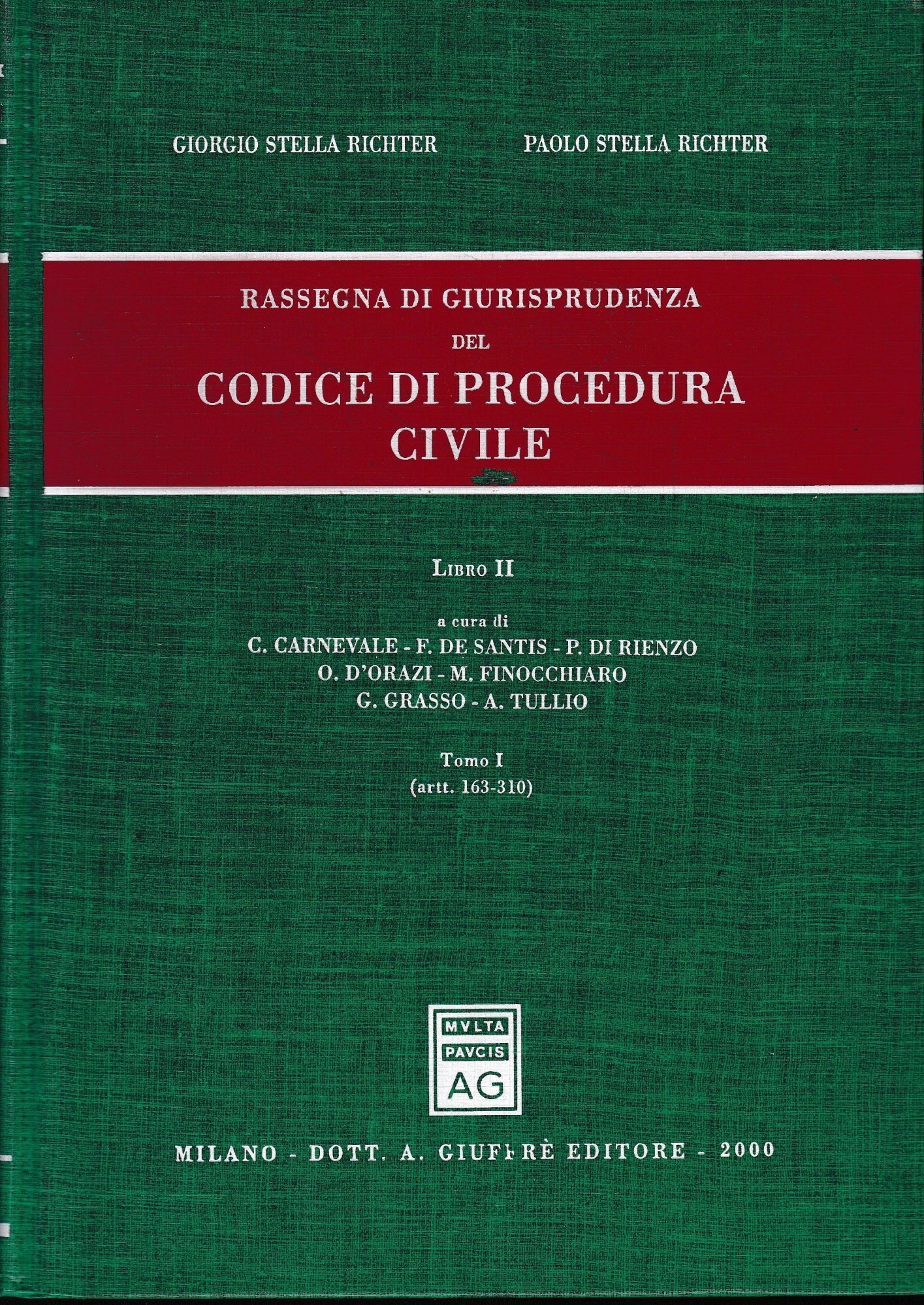 Rassegna di giurisprudenza del Cocice di Procedura Civile, (vol.2/1): Artt. 163-310 - copertina