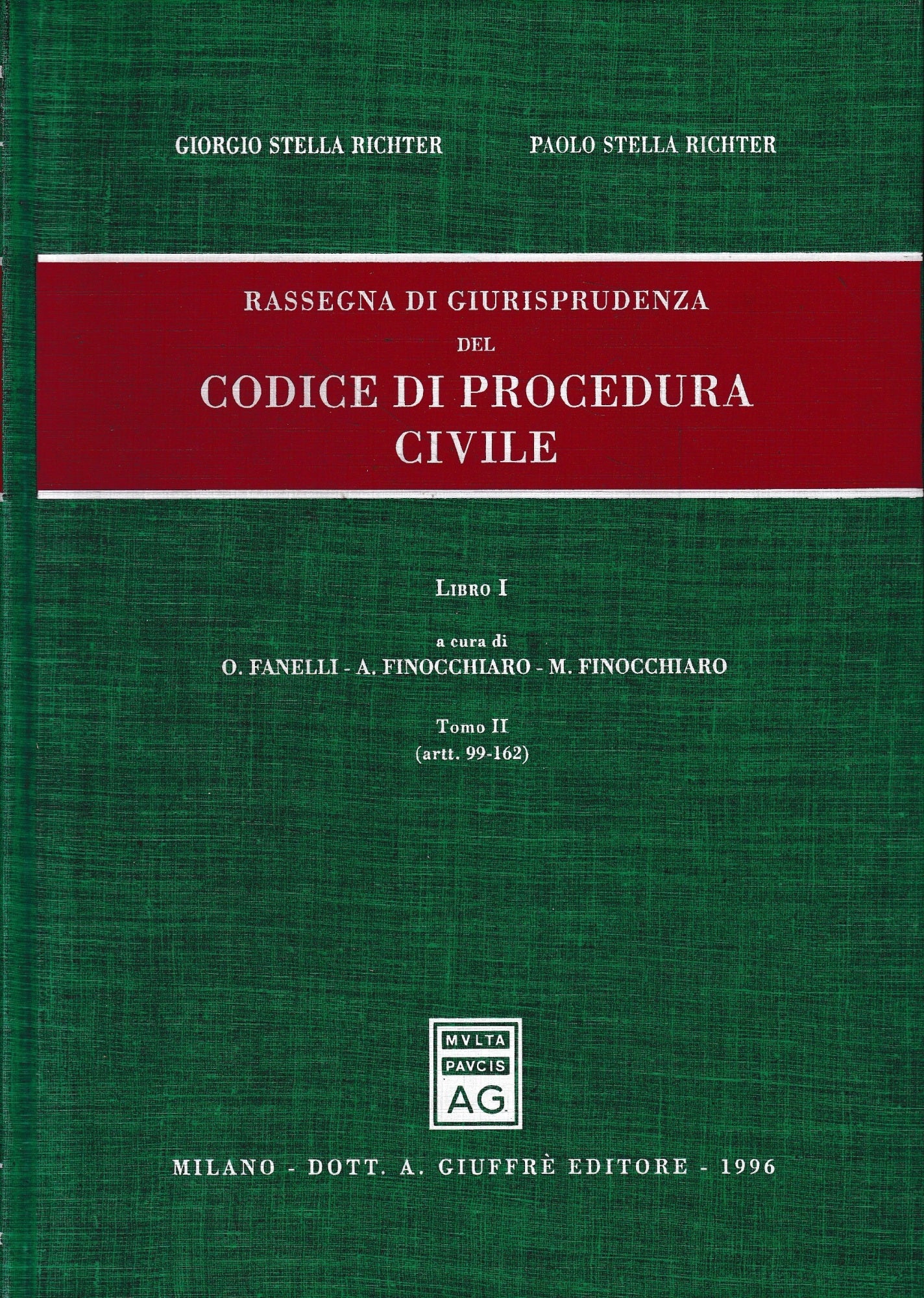 Rassegna di giurisprudenza del Codice di procedura civile.(vol. 1/2) Artt. 99-162 - copertina