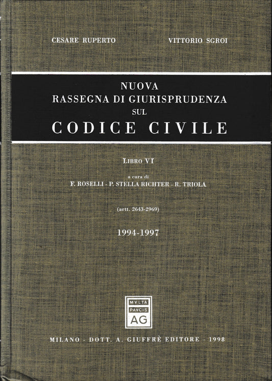 Nuova rassegna di giurisprudenza sul Codice civile. Aggiornamento 1994-1997 (Artt. 2643-2969) (Vol. 6) - copertina