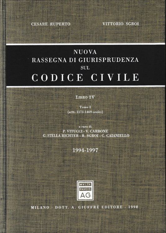 Nuova rassegna di giurisprudenza sul Codice civile. Aggiornamento 1994-1997 (Artt. 1173-1469 sexies) (Vol. 4/1) - copertina