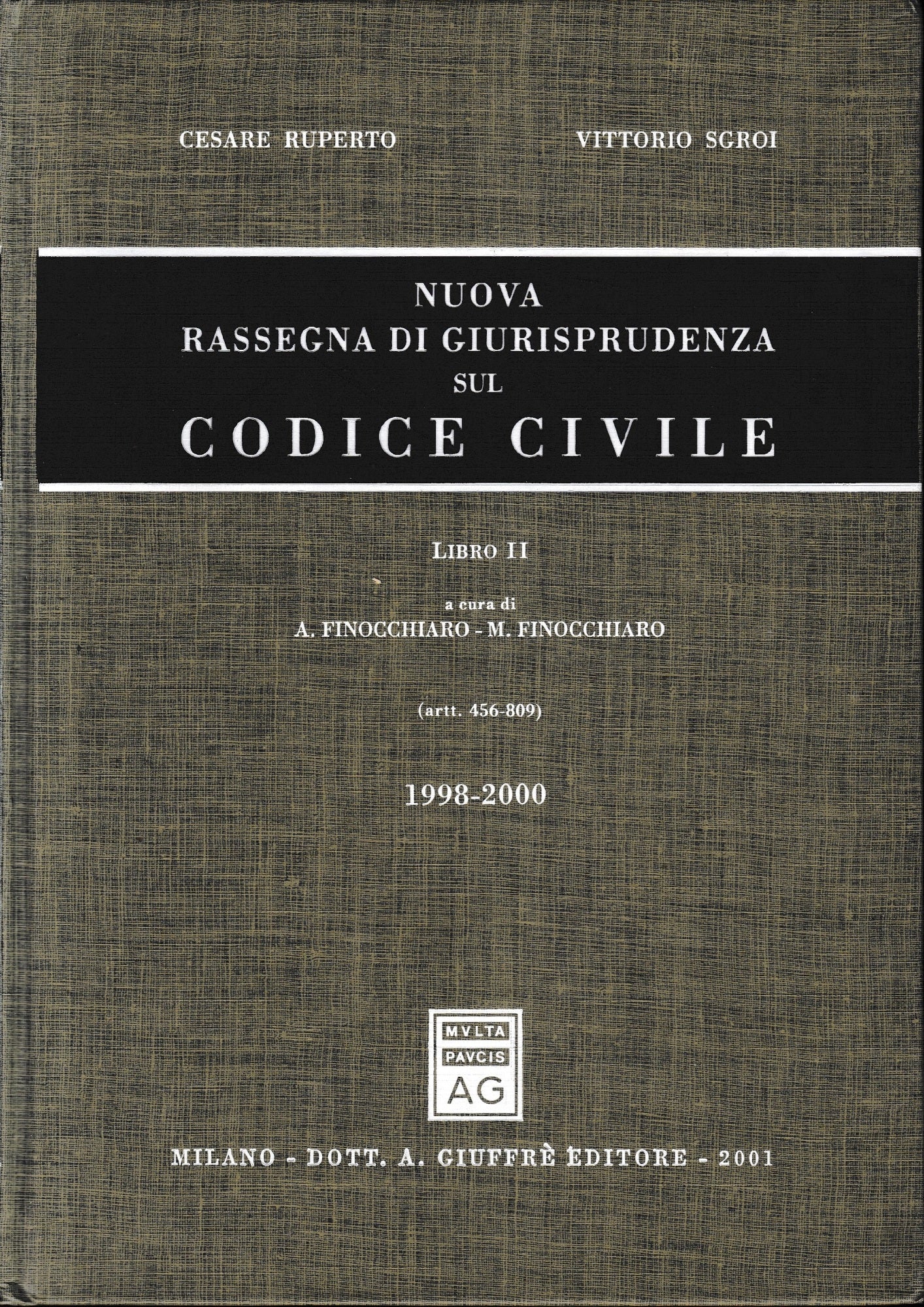 Nuova rassegna di giurisprudenza sul Codice civile. Aggiornamento 1998-2000 (artt. 456-809) (Vol. 2) - copertina
