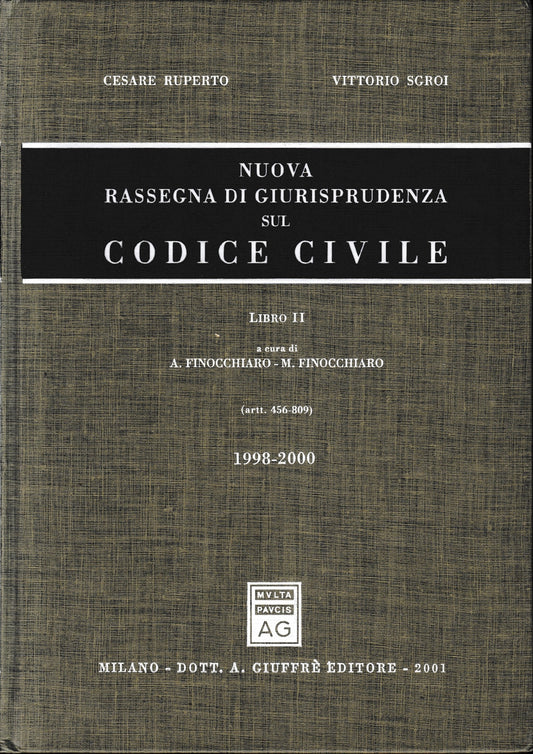 Nuova rassegna di giurisprudenza sul Codice civile. Aggiornamento 1998-2000 (artt. 456-809) (Vol. 2) - copertina