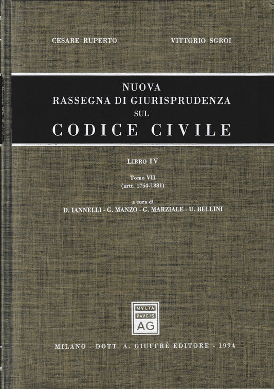 Nuova rassegna di giurisprudenza sul Codice civile. Artt. 1754-1881 (Vol. 4/7) - copertina