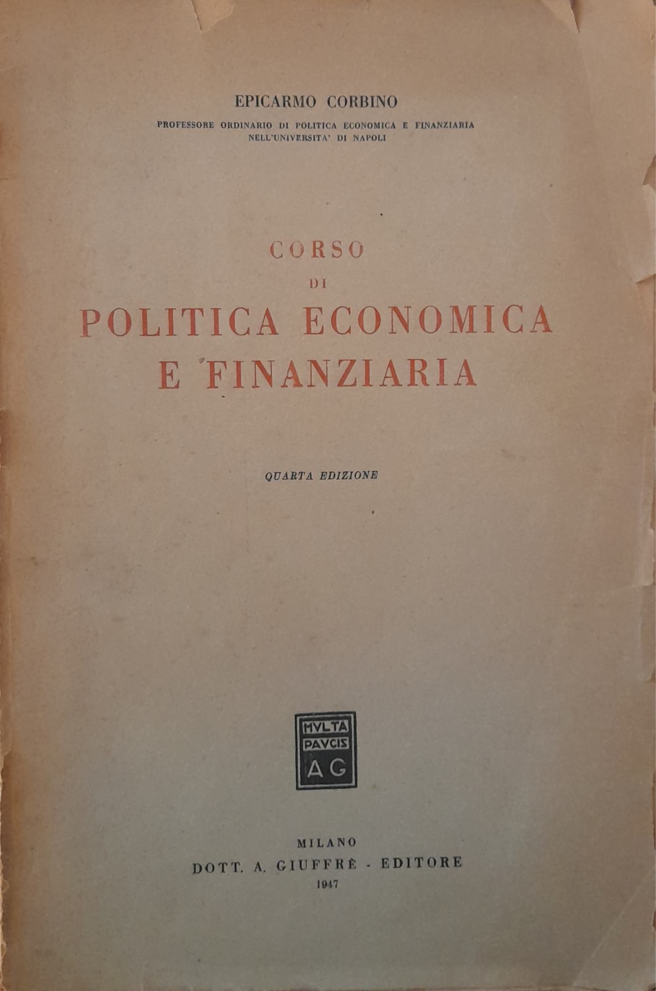 Corso di politica economica e finanziaria - copertina
